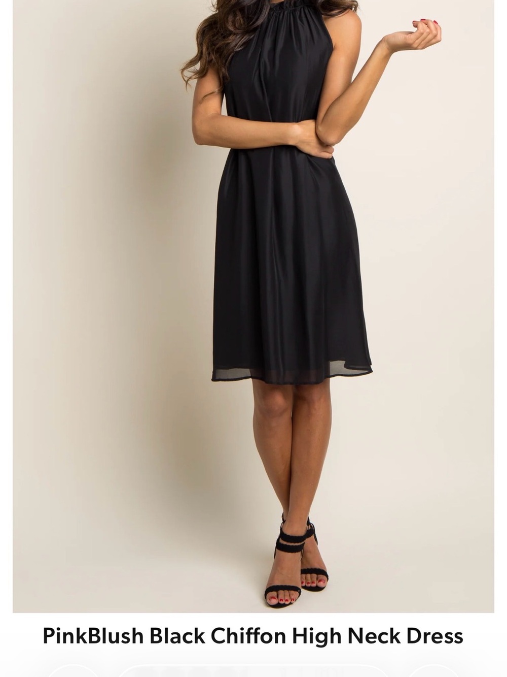 Pinkblush Black Maternity Sleeveless High-Neck Chiffon Dress